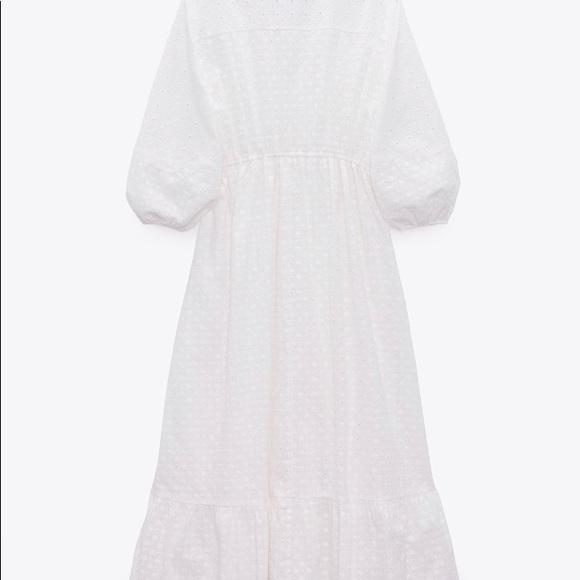 Zara openwork embroidered eyelet white dress S - Picture 7 of 16
